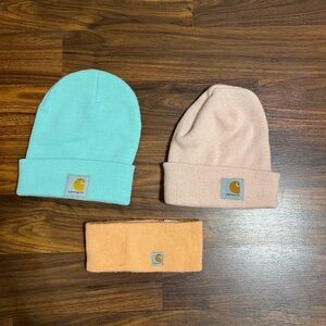 Carhartt Beanie and Headband Set - Aqua, Peach, and Orange